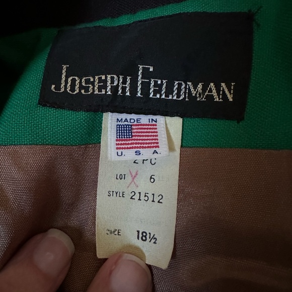 Vintage Joseph Feldman Kelly green button up blazer size 18 1/2 - Picture 7 of 7